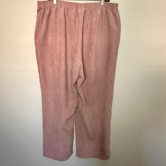 Alfred Dunner Pink Corduroy Wide Leg Elastic Waist Pant Size 18w - Picture 3 of 5